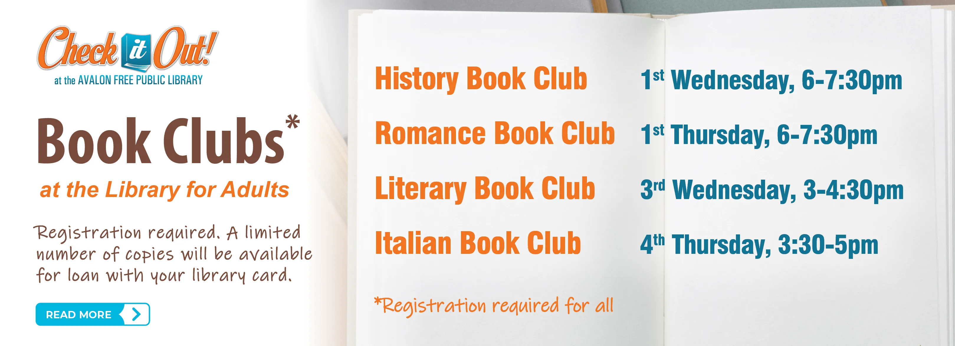 Click for information about the library's Book Clubs